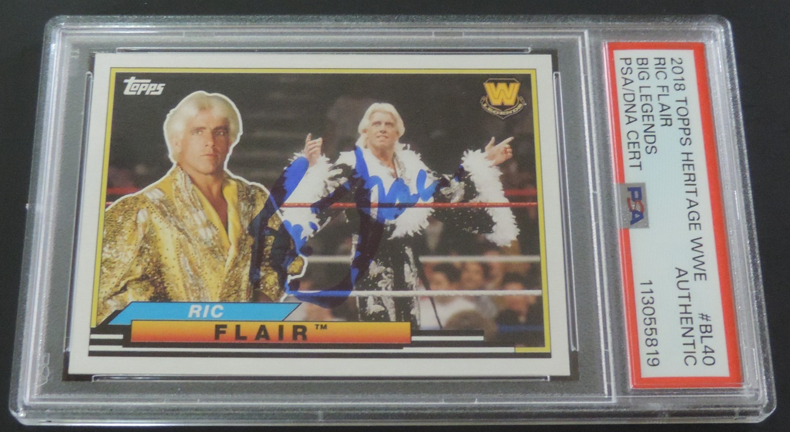 PSA/DNA RIC FLAIR SIGNED / AUTOGRAPHED 2018 TOPPS HERITAGE WWE LEGENDS RARE L@@K