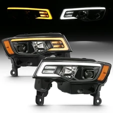 Anzo 111418 Projector Headlights w/ Plank Style Switchback Black w/ Amber