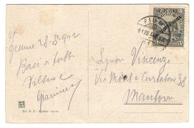 1922 River - Postcard for Mantua with 15 c. Constituent River Pro Studio