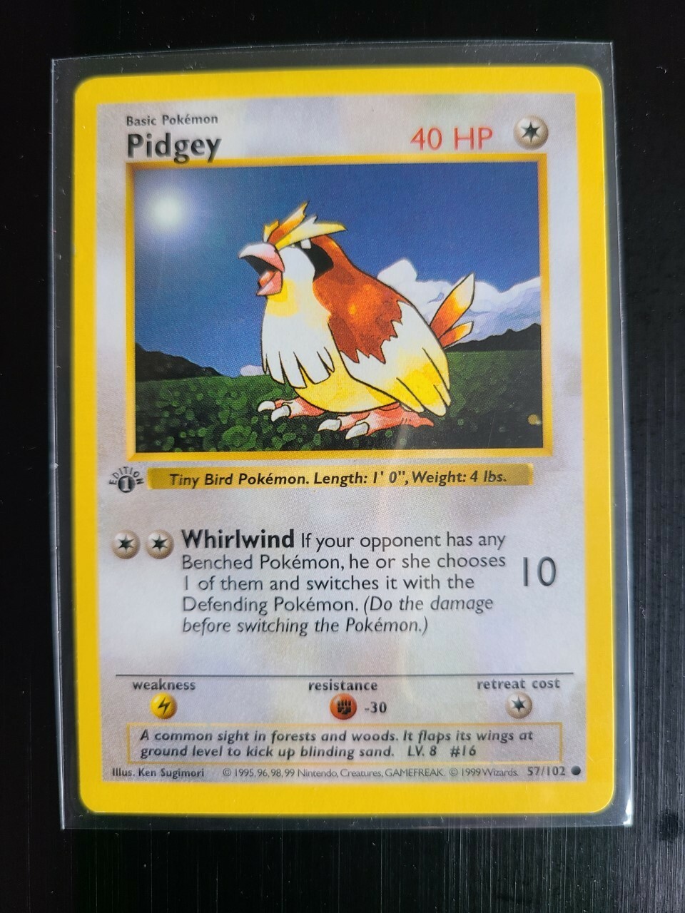 Pidgey 57/102 1st Edition Shadowless Base Set 1999 Pokemon Vintage Card TCG NM