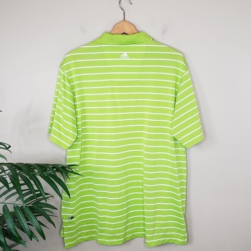 Adidas | Climalite Bright Green Striped Polo, size large - Picture 2 of 5