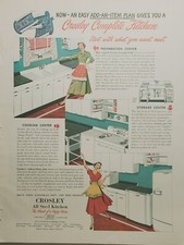 Crosley All Steel Kitchen Storage Preparation Cincinnati Vintage Print Ad 1950