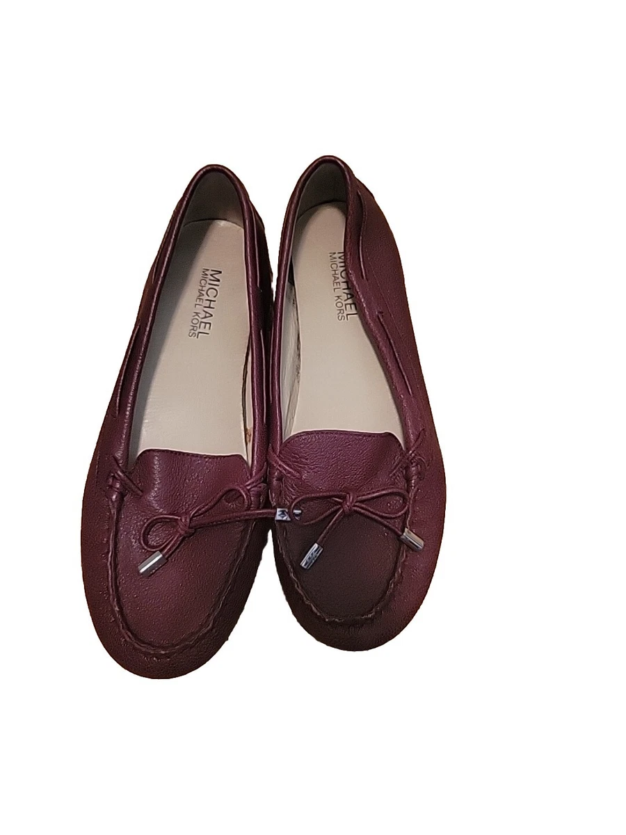 MICHAEL Michael Kors Daisy Moccasin Flats in Red Merlot Gunmetal Size 6.5