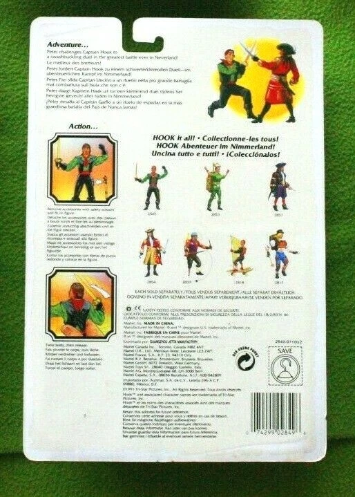 VINTAGE HOOK ACTION FIGURE: PETER PAN, SWASHBUCKLING. SWINGS SWORDS! BRAND NEW!