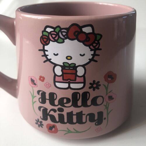 Hello Kitty Ceramic Large sized Coffee Mug Floral  14 Oz - Picture 1 of 6
