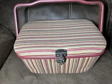 Vintage Sewing Box~Fabric Covered~ With Sewing Notions Estate