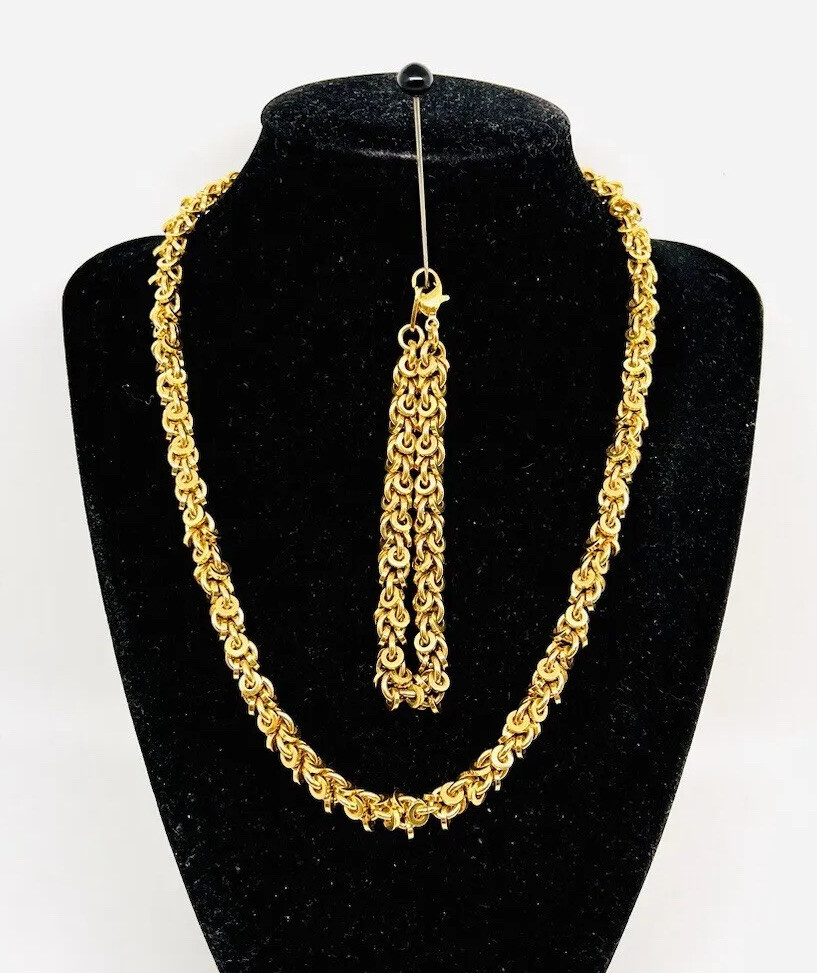 Premier Designs Byzantine Gold Tone Necklace Bracelet Signed Vintage