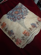 Vtg Sheer Floral Scarf Handkerchief 11" Sq Unknown Fabric Blue Red Orange Print