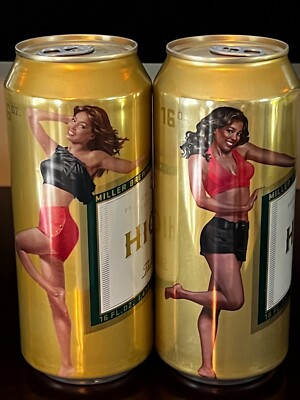 Miller Beer Cans Pin Up Girls 16 oz Bottom Opened cool girls alum cans