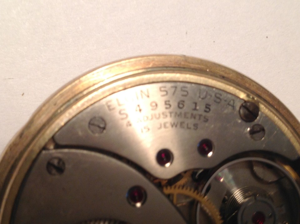 Elgin Pocket Watch Grade 575 Model 20 Size 16s 15 Jewels 10Kt RGP