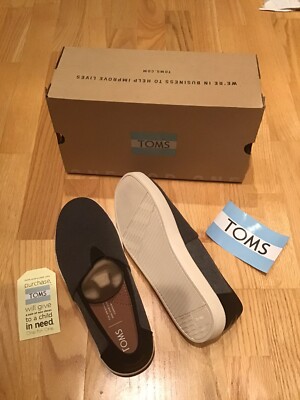 Toms Shoes Mens Avalon Charcoal/Herringbone Size US NEW
