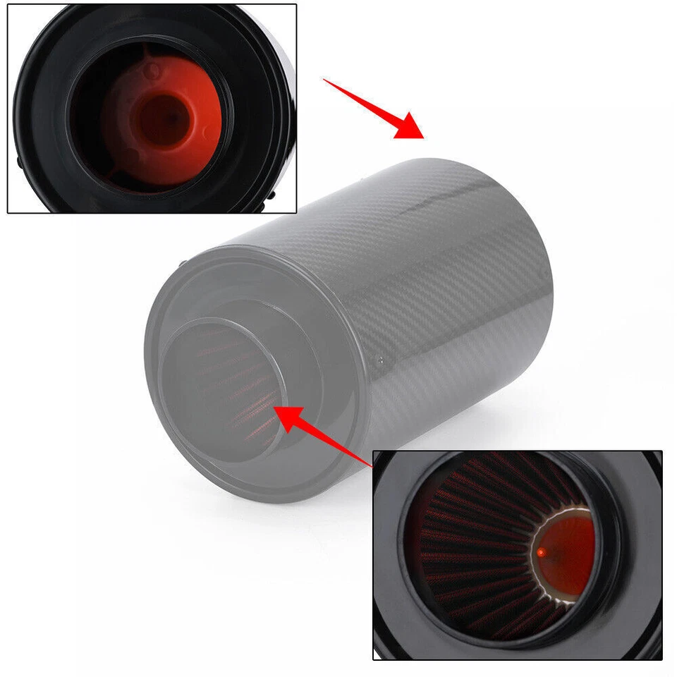 Caja de filtro de aire universal Racing fibra de carbono alimentación en frío inducción kit de admisión de aire Foto 4 de 4