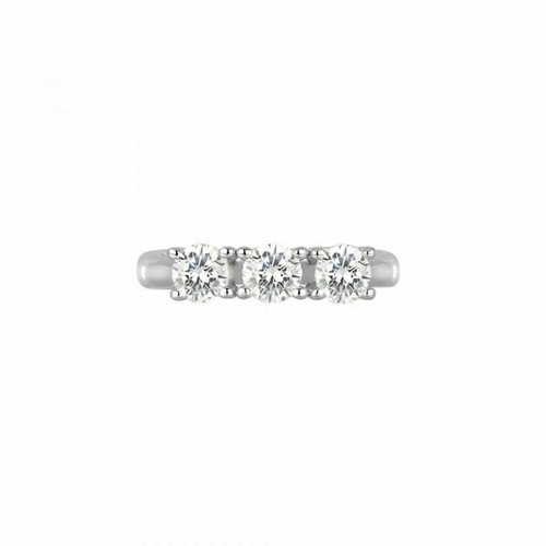 Anello Trilogy In Argento 925 Rodiato Con Zirconi 4 Mm - Gioiello Made In Italy, Ipoallergenico, Disponibile In Taglie 7, 13, 15