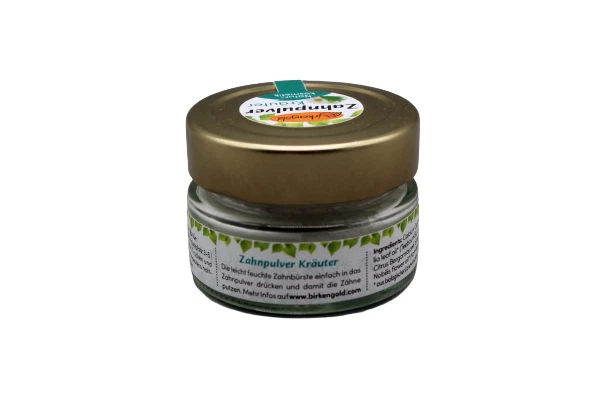 Birkengold Zahnpulver Zahnputzpulver Kräuter 30g im Glas fluoridfrei o. Fluorid