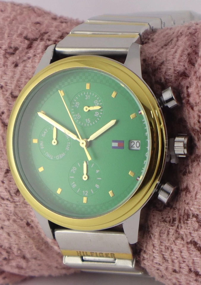 Reloj pulsera Tommy Hilfiger cronógrafo esfera verde con correa de acero para mujer ''fecha'' Foto 3 de 4
