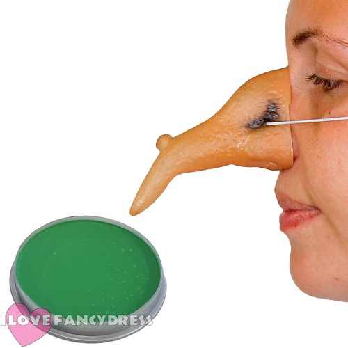 WITCHES NOSE AND GREEN FACE PAINT HALLOWEEN FANCY DRESS WITCH COSTUME
