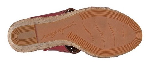 Easy Spirit Kristina wedge sandals RED leather 3" heels laser cut 10 Md NEW - Picture 7 of 7