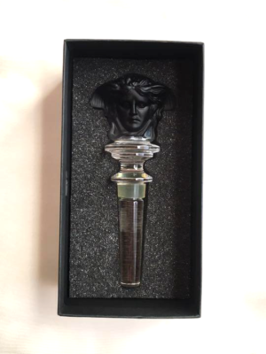 Versace Rosenthal Wine Bottle Stopper Black Crystal Medusa