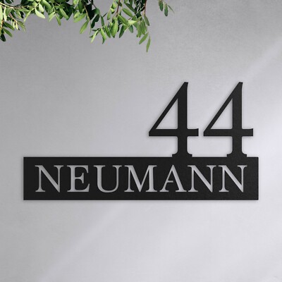Nummern- und Namensschild - Edelstahl, Anthrazit, Schwarz