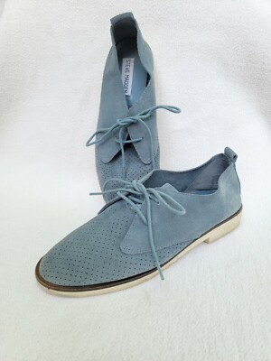 Steve Madden Tripit Derby Blue Leather Upper Lace Up Flat Shoes Size-6.5M