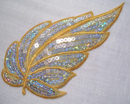 ÉCUSSON PATCH thermocollant SEQUIN FEUILLE PAILLETTE * 8 x 15 cm * PATINAGE FÊTE - Picture 2 of 13