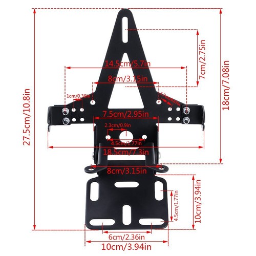 12V Motorrad Kennzeichenhalter mit LED Rücklicht Beleuchtung Nummernschildhalter - Bild 22 von 24