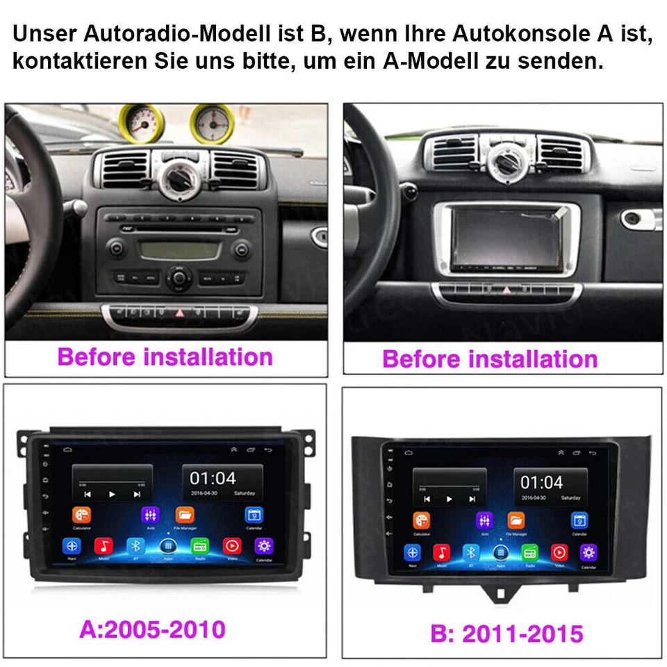 DAB+ Android 15 Autoradio GPS Navi Carplay Für Mercedes Benz Smart 451 2010-2015 - Bild 3 von 4