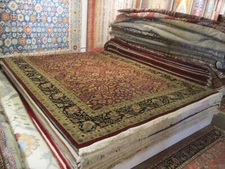 8x11 Allover Pattern Intricate Burgundy HANDMADE-KNOTTED WOOL RUG 585213