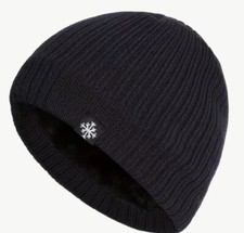 Snow Hat Knitted Beanie Unisex Windproof Black, Snow Flake Label