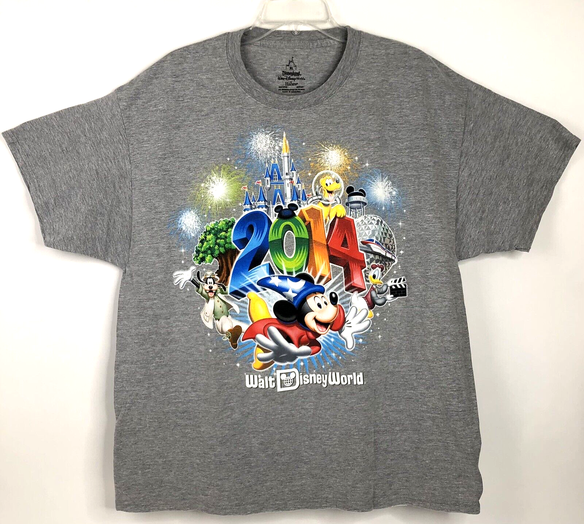Walt Disney World 2014 T Shirt Size XL Gray Mickey Goofy Donald 