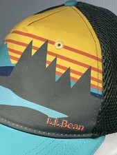 LL Bean Sun Rise Mountain Trucker Snap Back Hat Vintage 80  s Themed