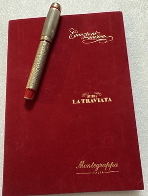 RARE Montegrappa Opera Tribute Invito a la Traviata FP 18K Gold NIIB Pen /Pad