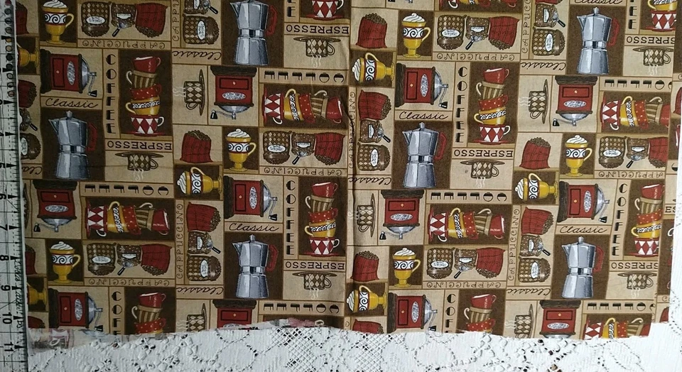 REMNANT Coffee Cotton Quilt Fabric MODA Deb Strain "Lotta Latte!" Espresso Cafe - Image 2 of 4