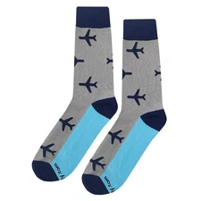 NWT Plane Pilot Dress Socks Novelty Men 8-12 Gray Crazy Fun Sockfly