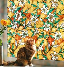 Coavas Decorative Window Privacy Film, Heat Control Sun Blocking Stained Glas...