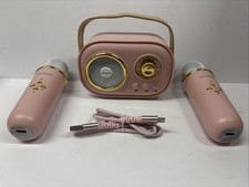 Aiwa Retro Wireless Karaoke Speaker Bluetooth Wireless Pink w/ 2 Microphones