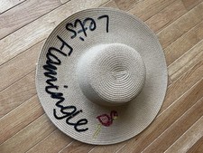 Something Special Sun Hat Wide Brim LETS FLAMINGLE Paper Straw Flamingo