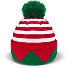 Christmas Elf Knitted Hat for Adults Xmas Beanie Knit Hat Cute Santa Winter W...