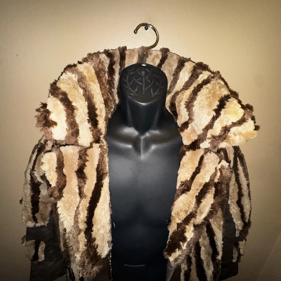 Abrigo de cuero sintético vintage años 70 chaqueta boho forro cachemir M/L proxeneta Halloween Foto 2 de 4