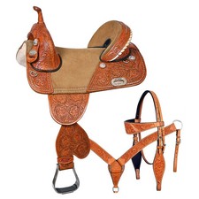 HILASON Western Horse Saddle Treeless American Leather Trail Barrel  for Horses