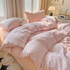  Gingham Duvet Cover Size Pink White Plaid Checkered King Pink Gingham