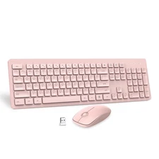 VEILZOR 2.4G Ultra-Slim Wireless USB Keyboard Mouse Set, Pink, Mac/Windows