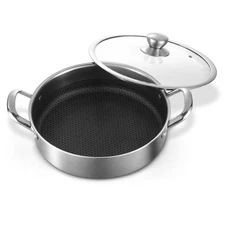 Stainless Steel Saute Pan 12 inch Deep Frying Pan,5 Quarts Nonstick Skillet L...