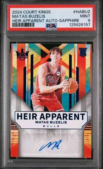 2024 Matas Buzelis PSA 9 Auto Panini Court Kings Heir Apparent Sapphire #'d /25