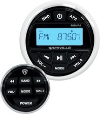Rockville RGHR2 Marine Gauge Hole Receiver W Bluetooth USB Radio  Wired Remote