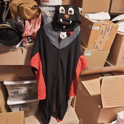 NEW TAG ! NEW Cos PLay Vampire Bat Zipper Jumpsuit Custome Fleece Halloween Sz S