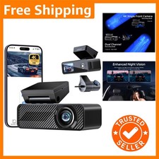 Ultra HD 4K Dash Cam - Dual Channel, Night Vision & Voice Activation - 1.5" IPS