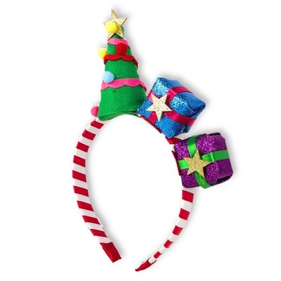 Christmas Headband for Women, Tree with Sparkly Presents, 2025 Holiday Party ...
