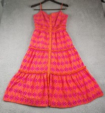 J Crew Dress 10 M Midi Maxi Tiered Smocked Embroidered Eyelet Boho Festival 