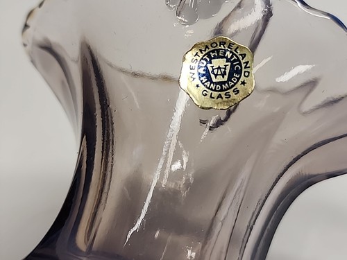 Adesivo Westmoreland margherita cesto lavanda vetro trasparente dipinto a mano anni 70 MCM - Foto 11 di 14